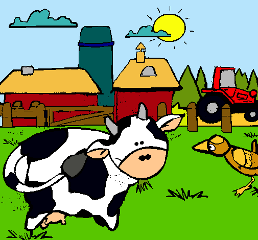 Vaca en la granja