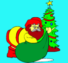 Dibujo Papa Noel repartiendo regalos pintado por macelea