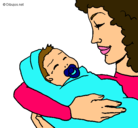 Dibujo Madre con su bebe II pintado por iris