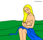 Dibujo Madre con su bebe pintado por pito