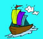 Dibujo Barco velero pintado por Paola