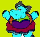 Dibujo Hipopótama con lazo pintado por anahi