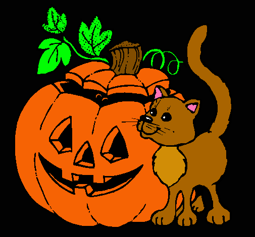 Calabaza y gato