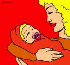 Dibujo Madre con su bebe II pintado por mariana