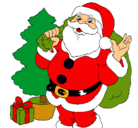 Dibujo Santa Claus y un árbol de navidad pintado por dulce