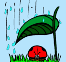 Dibujo Mariquita protegida de la lluvia pintado por nari
