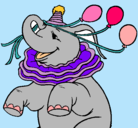 Dibujo Elefante con 3 globos pintado por ooooo