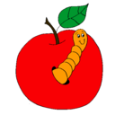 Dibujo Manzana con gusano pintado por JOSELUISJIMENEZ