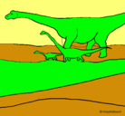 Dibujo Familia de Braquiosaurios pintado por david