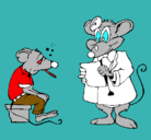 Dibujo Doctor y paciente ratón pintado por aina