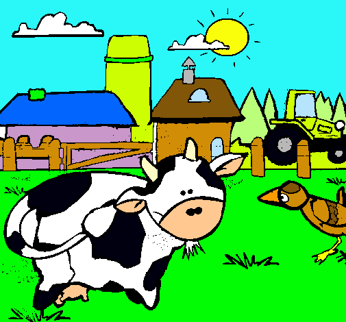 Vaca en la granja