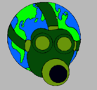 Dibujo Tierra con máscara de gas pintado por JOHANQUEEN