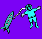 Dibujo Cohete y astronauta pintado por meme