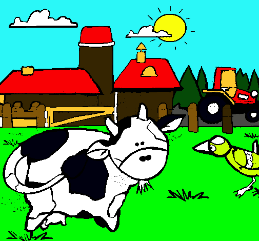 Vaca en la granja