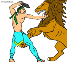 Dibujo Gladiador contra león pintado por sergio