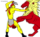 Dibujo Gladiador contra león pintado por jose