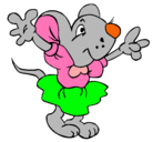 Dibujo Rata con vestido pintado por lupita