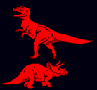Dibujo Triceratops y tiranosaurios rex pintado por gara