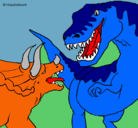 Dibujo Lucha de dinosaurios pintado por andrea