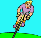 Dibujo Ciclista con gorra pintado por elena