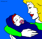 Dibujo Madre con su bebe II pintado por desara