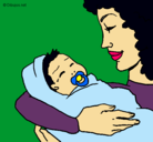 Dibujo Madre con su bebe II pintado por thuzithahaha
