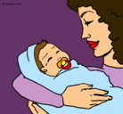 Dibujo Madre con su bebe II pintado por fabiana