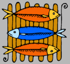 Dibujo Pescado a la brasa pintado por CANDE