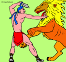 Dibujo Gladiador contra león pintado por AntonDufourc01