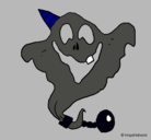 Dibujo Fantasma con sombrero de fiesta pintado por miko