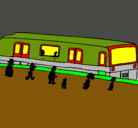 Dibujo Pasajeros esperando al tren pintado por jordi
