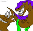 Dibujo Lucha de dinosaurios pintado por cody