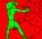 Dibujo Gladiador contra león pintado por f95orfifog