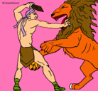 Dibujo Gladiador contra león pintado por sofia