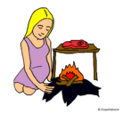 Dibujo Mujer cocinando pintado por lucia