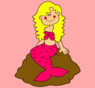Dibujo Sirena sentada en una roca pintado por ARIEL