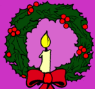 Dibujo Corona de navidad y una vela pintado por payasito