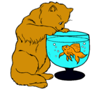 Dibujo Gato mirando al pez pintado por antolena