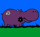 Dibujo Hipopótamo con flores pintado por ALBERTO
