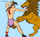Dibujo Gladiador contra león pintado por GladiadordeRoma