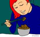 Dibujo Comiendo arroz pintado por alsbsbsluisa