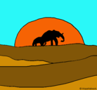 Dibujo Elefante en el amanecer pintado por Beb-Family