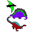 Dibujo Tres clases de dinosaurios pintado por dilanygael