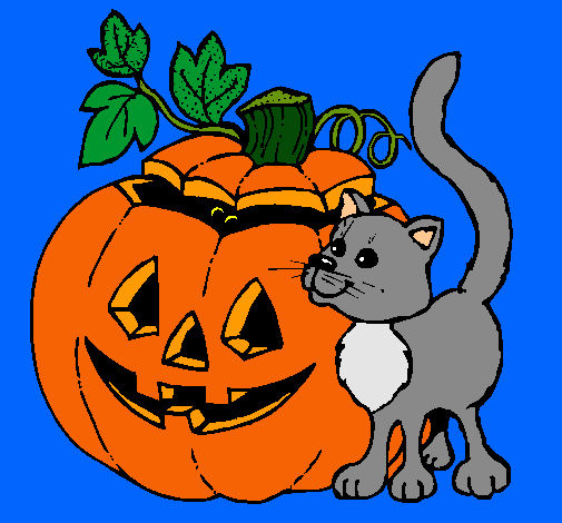 Calabaza y gato