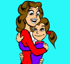 Dibujo Madre e hija abrazadas pintado por piolin