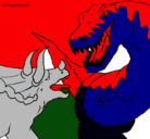 Dibujo Lucha de dinosaurios pintado por joaquin