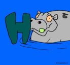 Dibujo Hipopótamo pintado por redi