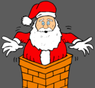 Dibujo Papa Noel en la chimenea pintado por santaclusatorado