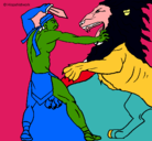 Dibujo Gladiador contra león pintado por hamzza