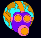 Dibujo Tierra con máscara de gas pintado por mariabondiaubeda